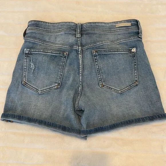 Pilcro Anthropologie distressed patchwork boyfriend denim shorts 28 boho western - Picture 5 of 7